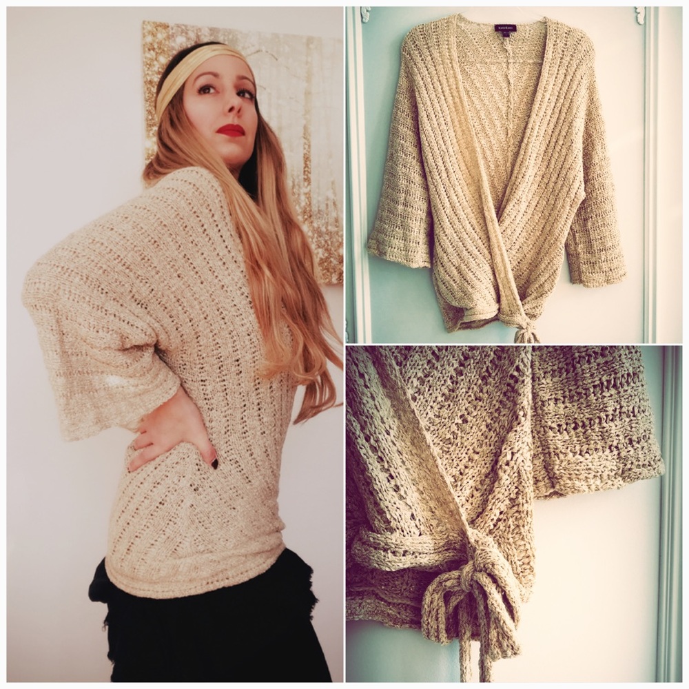 Bebe Gold Metallic Wrap Sweater